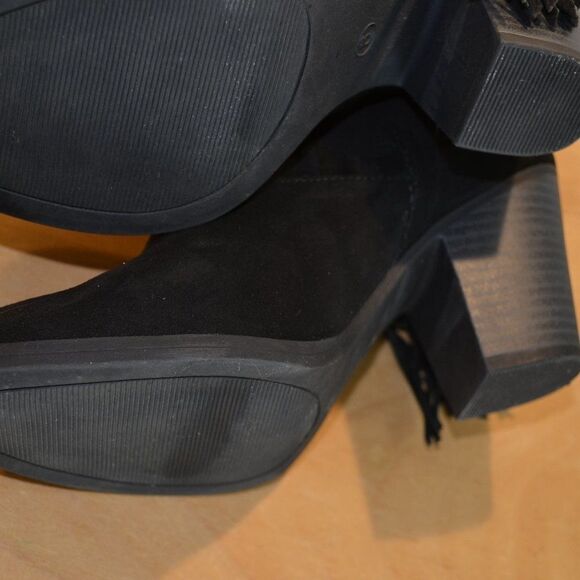 Western Fringe Chelsea Black vegan suede southwestern ankle boot booties size 6 - Picture 13 of 16